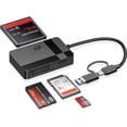 thumbnail image 1 of SD Card Reader, Memory Card Reader 4 in 1 USB C USB 3.0 Dual Connector Adapter Simultaneously Read SD MS CF TF Cards Supports  SD/. Compatible with desktops, Tablets, and USB-C Smartphones, 1 of 7