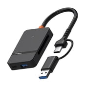 SD Card Reader, Memory Card Reader 8 in 1 USB C USB 3.0 Dual Connector Adapter 5Gbps Simultaneously Read SD MS CF TF Cards Supports Micro SD/Micro. Compatible with desktops and USB-C Smartph