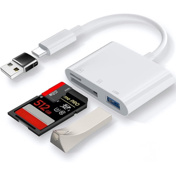 SD ,Micro SD for iPhone 17 16 15/iPad/Mac/Laptop3 in 1 sd with Dual Slots & USB Port for Mac MacBook Pro/Air/Mini Android Laptop More USBC Typec Devices
