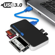SD Card Reader, TSV USB 3.0 Multi-Ports Memory Card Reader, Camera Card Reading Writing Adapter for SD, Micro SD, SDXC, SDHC, MicroSDXC, MicroSDHC, M2, MS, CF, Support Windows, Mac OS, Linux