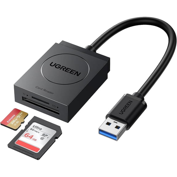 SD Card Reader USB 3.0 Dual Slot Flash Memory Card Reader TF SD SDXC SDHC MMC RS-MMC Micro SDXC Micro SDHC UHS-I for Mac Windows Linux Chrome Read 2 Cards Simultaneously