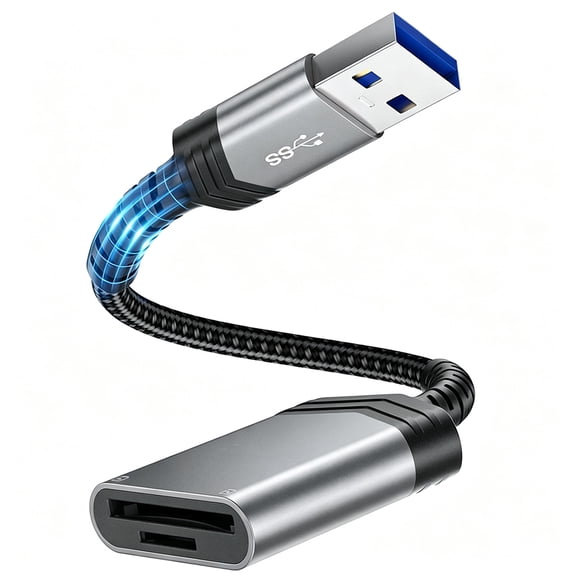 SD Card Reader USB 3.0 Dual Slot Flash Memory Card Reader TF SD SDXC SDHC MMC RS-MMC Micro SDXC Micro SDHC UHS-I for Mac Windows Linux Chrome Read 2 Cards Simultaneously