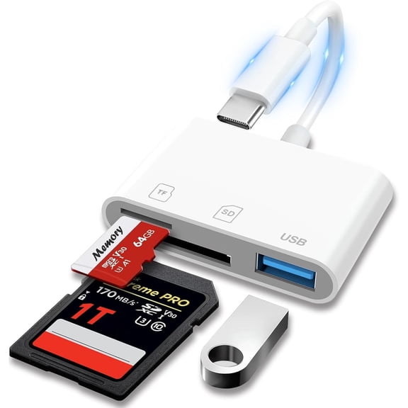 SD Card Reader, USB 3.0 Type C High Speed to SD/TF Card Adapter for iPhone 17/16/15, Memory Card Reader with SD MicroSD Dual Slots for iMac/iPad/MacBook Pro/Air/Neo,Android Phone/Tablet
