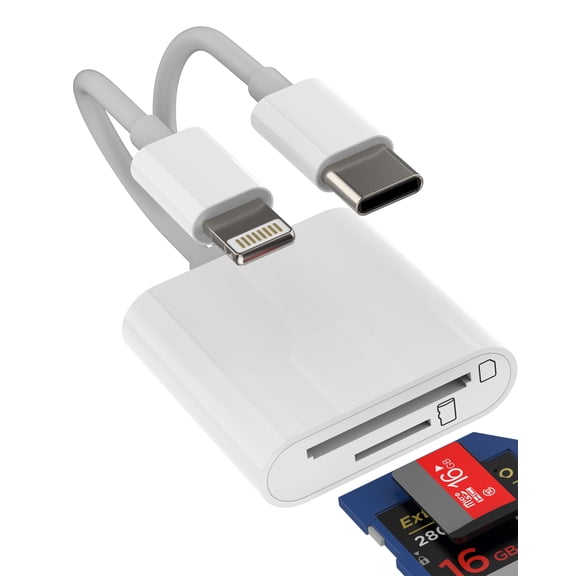 SD Card Reader to USB C Lightning Adapter (2in2)for iPhone 16 15 14 Pro Max Micro SD Memory Stick Phone Digital Camera for Apple for iPad Android MacBook Compatible for Samsung Type C TF Accessories
