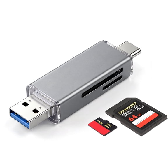 SD Card Reader USB C, USB 3.0 Dual Slots Micro SD Card Reader, 2 in 1 Memory Card Reader for SD/Micro SD(TF)/SDHC/SDXC/MMC, Compatible with Laptop, PC, iPhone, MacBook