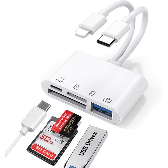 SD Card Reader & USB OTG Adapter with PD  Port for , iPad | Portable compact trail camera viewer and memory card reader, plug & play. Compatible with  13/14/15/16/17, Galaxy S26