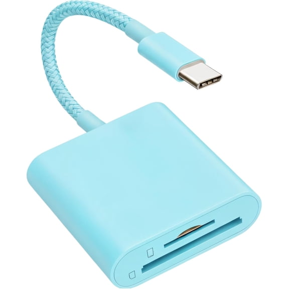 SD Card Reader for for iPhone 15 16 17/iPad, USB C Camera Adapter Supports SD/TF Card Simultaneous Read, Trail Game Camera Viewer, Plug & Play, Blue