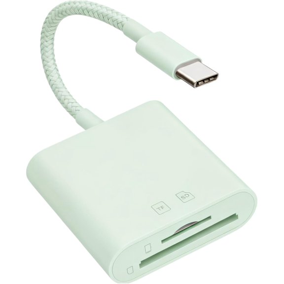 SD Card Reader for for iPhone 15 16 17/iPad, USB C Camera Adapter Supports SD/TF Card Simultaneous Read, Trail Game Camera Viewer, Plug & Play, Green