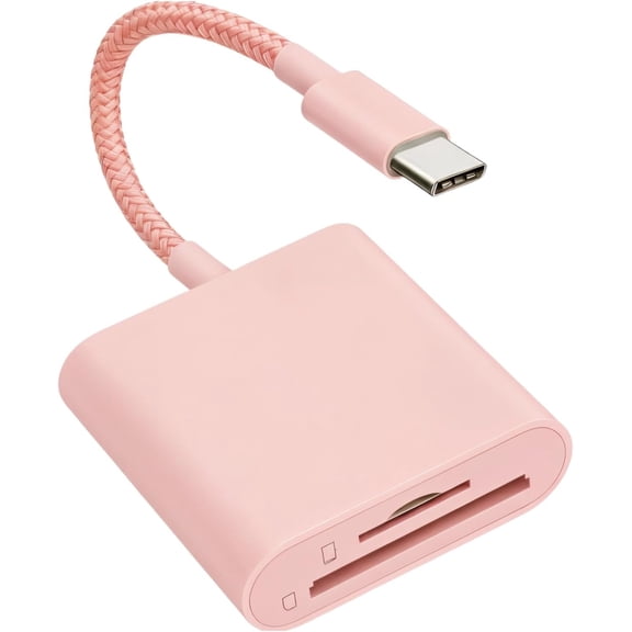 SD Card Reader for for iPhone 15 16 17/iPad, USB C Camera Adapter Supports SD/TF Card Simultaneous Read, Trail Game Camera Viewer, Plug & Play, Pink