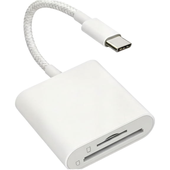 SD Card Reader for for iPhone 15 16 17/iPad, USB C Camera Adapter Supports SD/TF Card Simultaneous Read, Trail Game Camera Viewer, Plug & Play, White