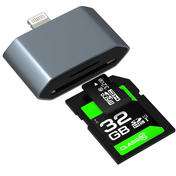 SD Card Reader for iPhone 14 13 12 11 Pro Max (2in1)for Apple MFI Certified Lightning to Micro SD Memory Adapter Digital Camera TF Dual Slot Photo Transfer for iPad Mobile Stick Flash Drive Converter