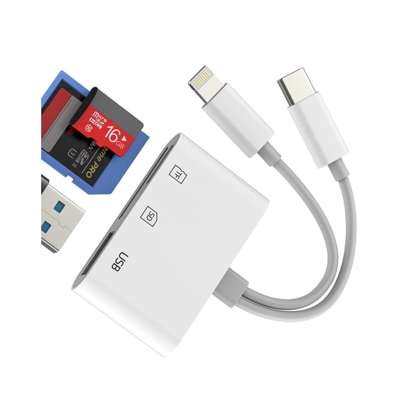 SD Card Reader for iPhone 14 13Pro Max Lightning to USB Adapter (6in1) Digital Camera Memory Stick Micro SD OTG TF Charger Port Cable Phone Plug for iPad for Apple Compatible for Samsung Accessories