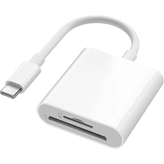 SD Card Reader for iPhone 15/16/17 Series Dual Slot USB 3.0 Memory Card Reader Portable USB C to SD Micro SD/TF Card Adapter for iPad Pro MacBook Android Camera Laptop Plug and Play
