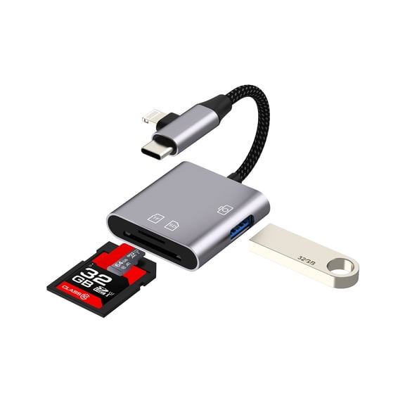 SD Card for Reader for iPhone Adapter Lightning USB(3in2)Camera Accessorie Phone Memory Digital for Apple for iPad Pro Mini Air Macbook Transfer Type C C C Hub Computer TF Photo Cable