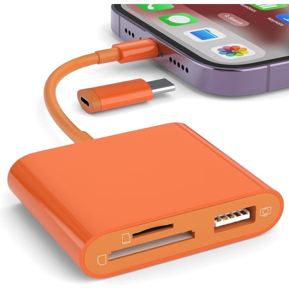SD Card Reader for iPhone, Memory Card Reader with USB Camera Adapter Plug and Play Trail Game Camera Viewer Supports SD and TF Card MicroSD Card Adapter for iPad No App Required