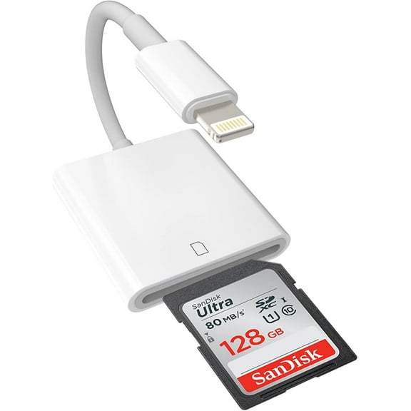 SD Card Reader for iPhone, Trail Game Camera Viewer Memory Card Reader for iPhone, SD Card Adapter to iPhone 14/13/12/11/XS/XR/X/SE/8/7/iPad, Plug and Play