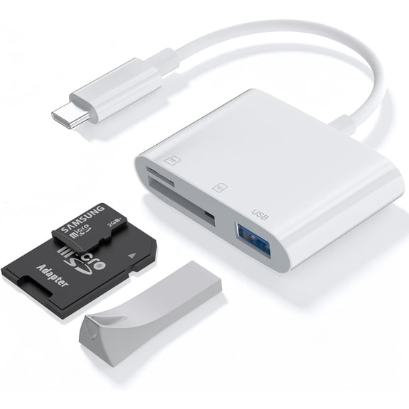 SD Card Reader for iPhone USB C,3 in 1 Memory Micro Sd Card Reader USB C with Dual Slots,Camera Adapter to iPhone Compatibletype-C Laptop,Usbc Sd Card Reader Camera, Android, MacBook Pro/Air,Laptop.