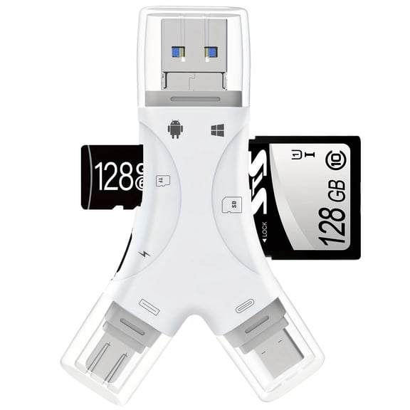 SD Card Reader for iPhone, iPad, Android, Mac, Computer, Camera, 4 In1 Micro SD Card Reader Trail Camera Viewer, Portable Memory Card Reader SD Card Adapter for SD And TF Cards