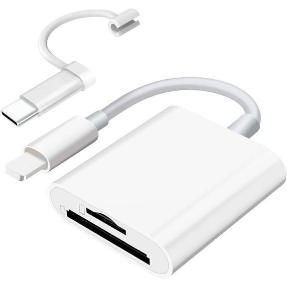 FGLHS SD Card Reader for iPhone iPad Camera,Dual Card Slot Memory Card Reader Supports SD and TF Card Trail Camera Viewer Adapter Portable Micro Sd Card Reader No Application Required Plug and Play
