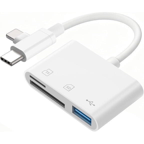 SD Card Reader for iPhone iPad, Micro SD Card Reader Memory Card Reader with USB Adapter Plug and Play Trail Game Camera Card Viewer Supports SD and TF Card No App Required
