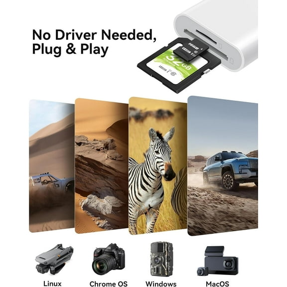 SD Card Reader for iPhone iPad,SD Card Adapter with Lightening & USBC Dual-Connector for iPhone 5-14,USB-C iPhone 15,iPad,Mac or MacBook,2 in 1 SD and TF Card Adapter Portable Trail Camera Viewer