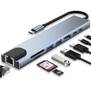 DJJD 8 in 1 Usb C Hub Splitter,TF/SD Card Reader,Compatible with MacBook Pro, iPad Pro,Laptops