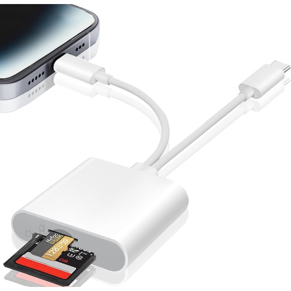 SD Card Reader for iPhone, iPad, USB C & Lightning Dual Connector Digital Camera Adapter to High-Speed Trail Memory Viewer, Support SD/Micro Cards, Plug and Play