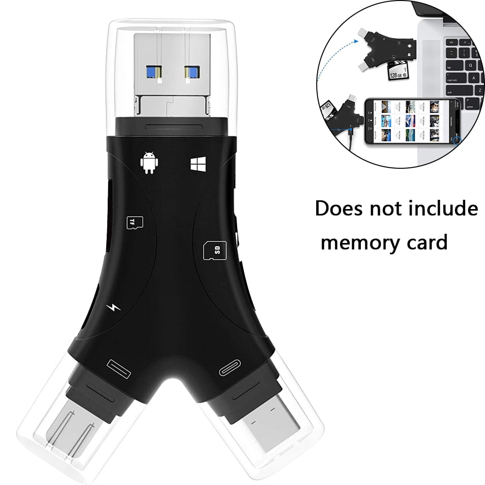 SD Card Reader for iPhone / ipad / Android / Mac / Computer / Camera,4 in1 Micro SD Card Reader