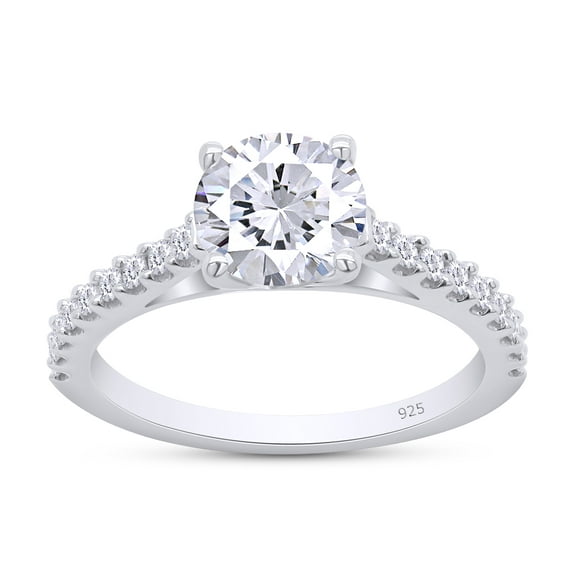 AFFY 1.20CT Round Moissanite Diamond Engagement Ring for Women 14K White Gold over Silver-4