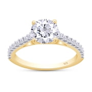 SD Color VVS1-VVS2 Round Brilliant Cut 1.20 Carat Moissanite Lab Created Diamond Engagement Ring for Women In 14K Yellow Gold Over Sterling Silver With Certificate of Authenticity-10