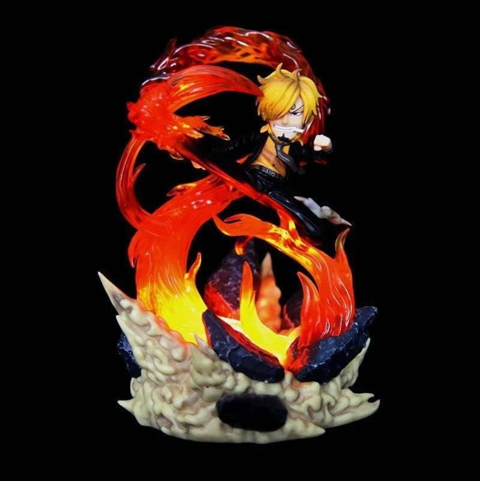 SD Figures, 22CM/8.7nch Glowing Sanji Anime Figure Statue Battle Sanji PVC Statue Figurine Anime Characters Sculpture Desktop Collections for Fans Gift
