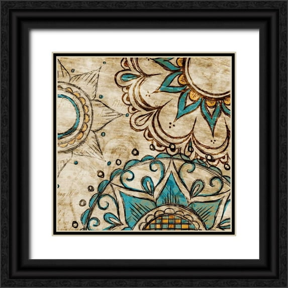 SD Graphics 15x15 Black Ornate Wood Framed with Double Matting Museum Art Print Titled - Henna Pattern I