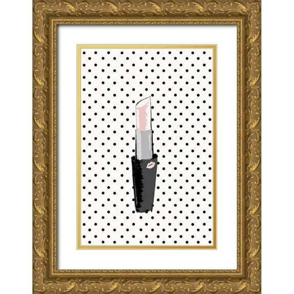 SD Graphics Studio 11x14 Gold Ornate Wood Framed with Double Matting Museum Art Print Titled - Lipstick on Polka Dots