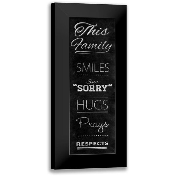 SD Graphics Studio 11x24 Black Modern Framed Museum Art Print Titled - Family Chalk Panel I