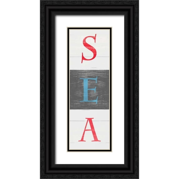SD Graphics Studio 11x24 Black Ornate Wood Framed with Double Matting Museum Art Print Titled - Sea and Wave I