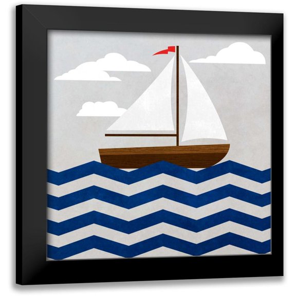 SD Graphics Studio 12x12 Black Modern Framed Museum Art Print Titled - Chevron Sailing I