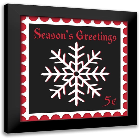SD Graphics Studio 12x12 Black Modern Framed Museum Art Print Titled - Festive Holiday Stamp I