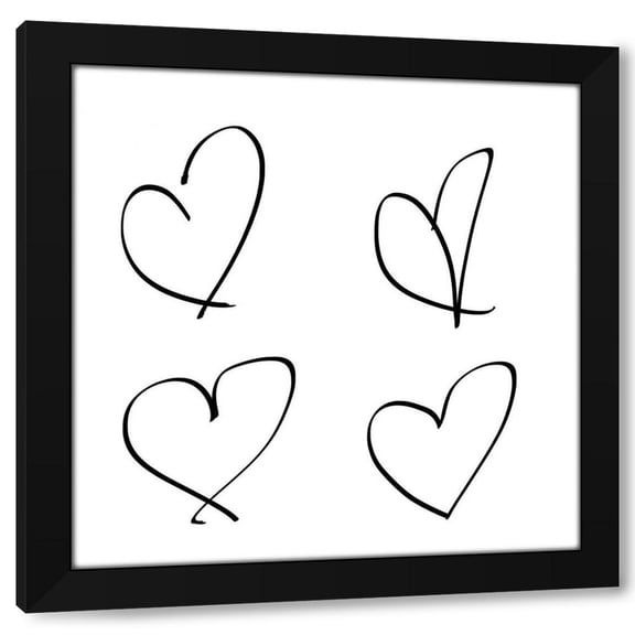 SD Graphics Studio 12x12 Black Modern Wood Framed Wall Art Titled - Handmade Hearts II