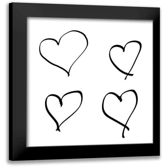 SD Graphics Studio 12x12 Black Modern Framed Museum Art Print Titled - Handmade Hearts I