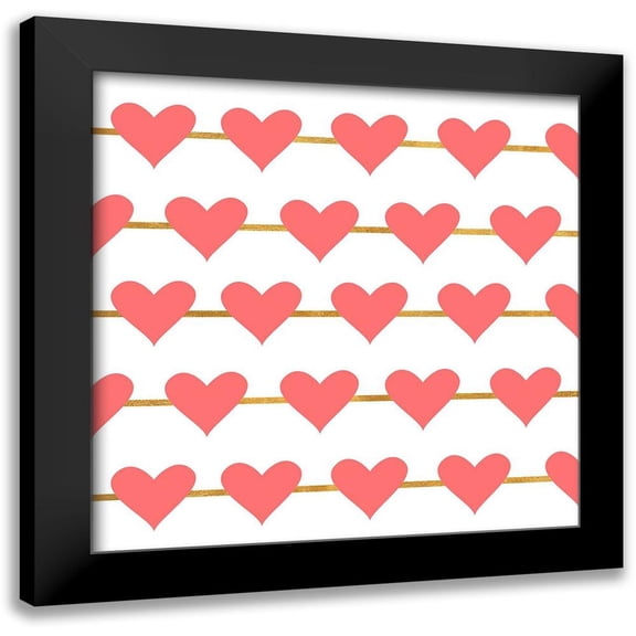 SD Graphics Studio 12x12 Black Modern Framed Museum Art Print Titled - Hearts on Strings