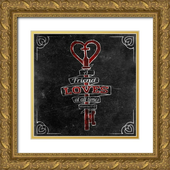 SD Graphics Studio 12x12 Gold Ornate Wood Framed with Double Matting Museum Art Print Titled - Friends Love I