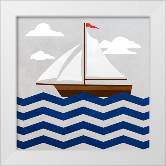 SD Graphics Studio 12x12 White Modern Wood Framed Museum Art Print Titled - Chevron Sailing II