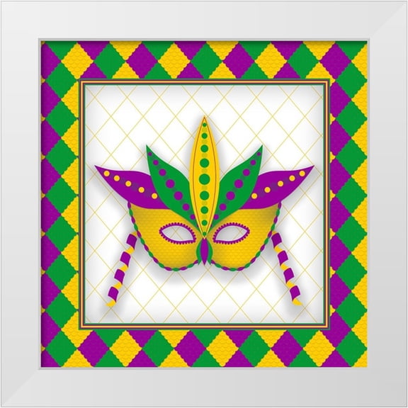 SD Graphics Studio 12x12 White Modern Wood Framed Museum Art Print Titled - Mardi Gras Mask