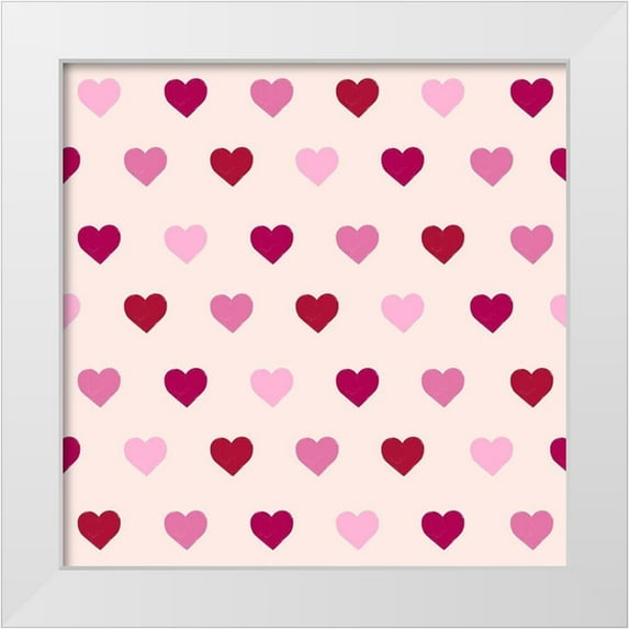 SD Graphics Studio 12x12 White Modern Wood Framed Museum Art Print Titled - Mini Hearts Pattern