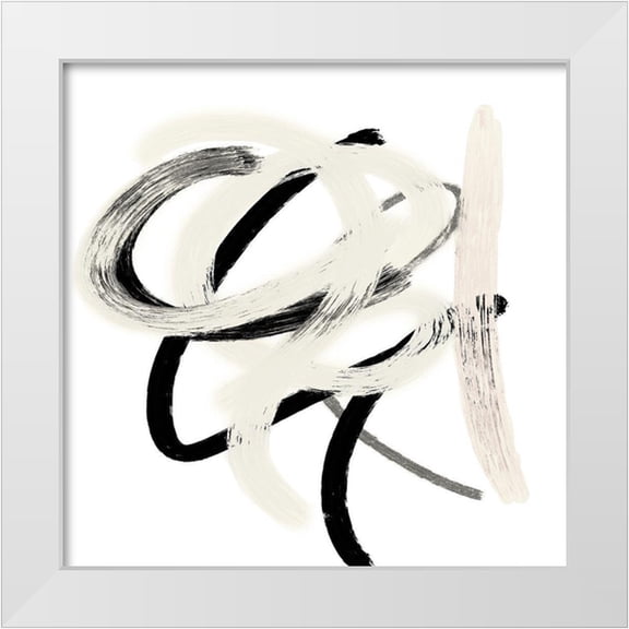 SD Graphics Studio 12x12 White Modern Wood Framed Museum Art Print Titled - Scrolling Black And White Abstract II