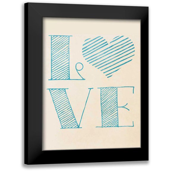 SD Graphics Studio 12x14 Black Modern Framed Museum Art Print Titled - Love Blue Heart