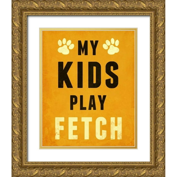 SD Graphics Studio 12x14 Gold Ornate Wood Framed with Double Matting Museum Art Print Titled - Paw Kids V