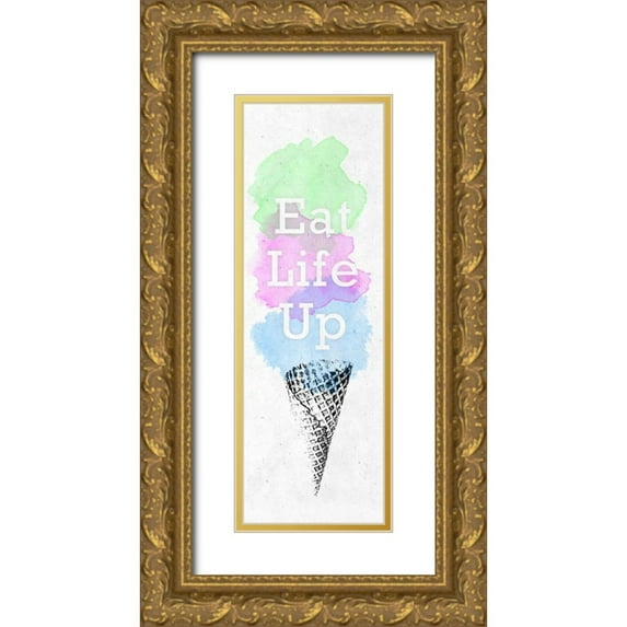 SD Graphics Studio 13x32 Gold Ornate Wood Framed with Double Matting Museum Art Print Titled - Watercolor Cone I