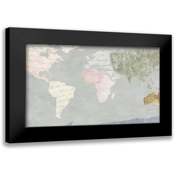 SD Graphics Studio 14x10 Black Modern Framed Museum Art Print Titled - World Map Collection I
