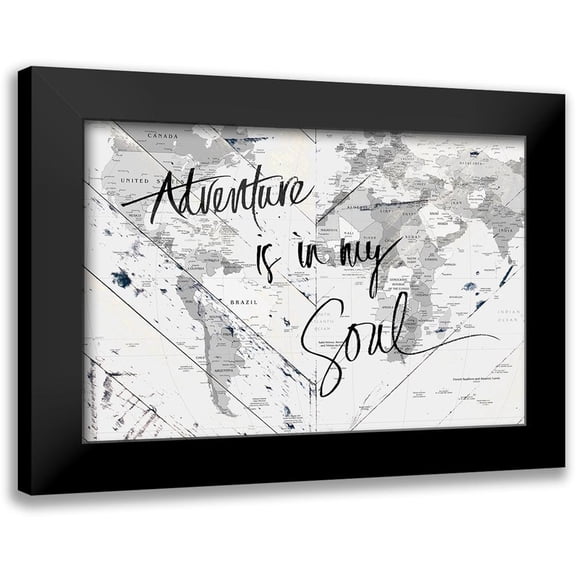 SD Graphics Studio 14x11 Black Modern Framed Museum Art Print Titled - Adventure Map on Wood